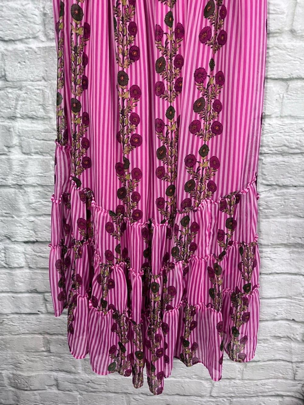 Free People XL Alejandra MIDI Floral Strapless Dress Hot Pink (Missing Straps) - Picture 8 of 14